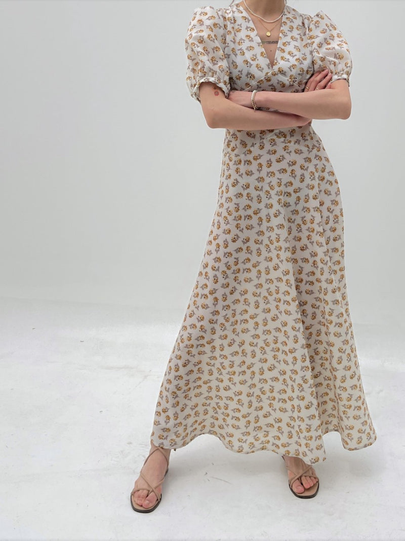 MAXI PUFF HALF SLEEVE DRESS