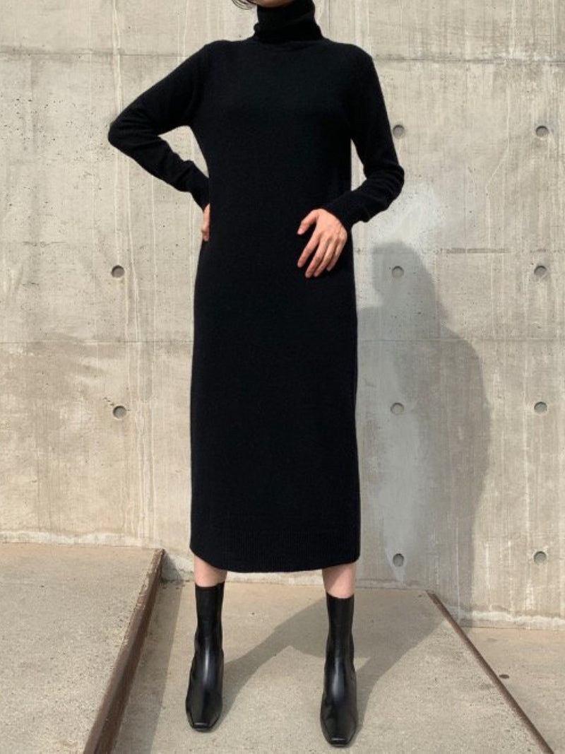 MERINO WOOL CASHMERE TURTLENECK DRESS