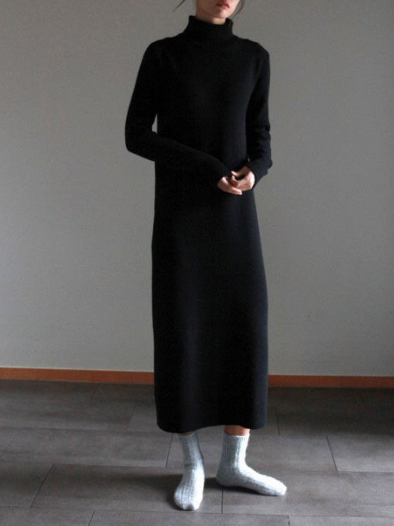 MERINO WOOL CASHMERE TURTLENECK DRESS