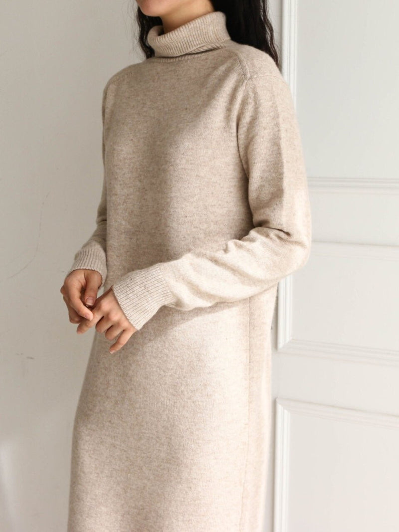 MERINO WOOL CASHMERE TURTLENECK DRESS