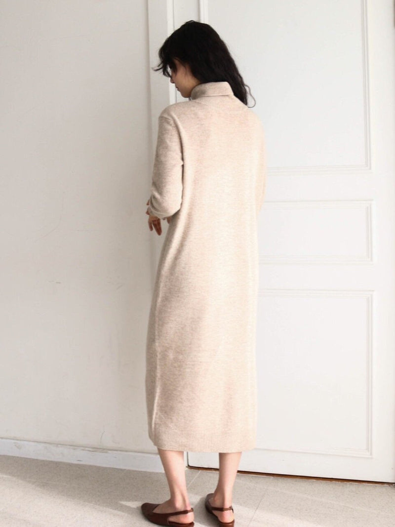 MERINO WOOL CASHMERE TURTLENECK DRESS