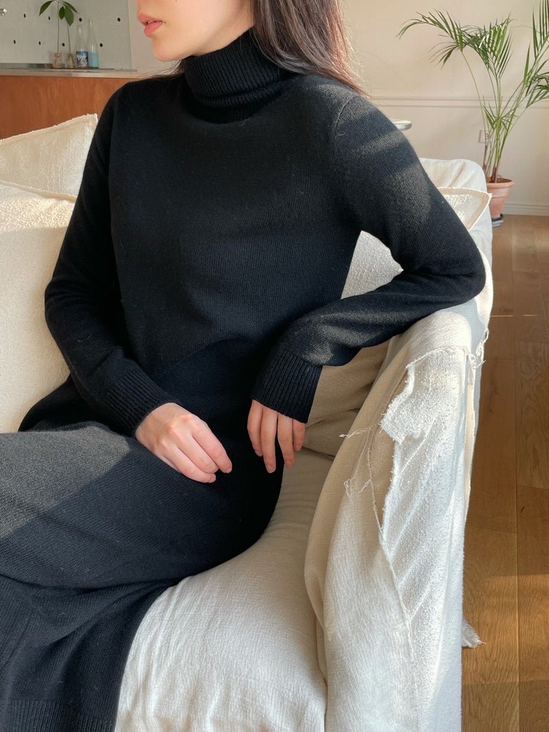 MERINO WOOL CASHMERE TURTLENECK DRESS