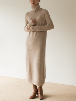 MERINO WOOL CASHMERE TURTLENECK DRESS