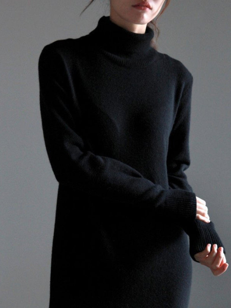 MERINO WOOL CASHMERE TURTLENECK DRESS