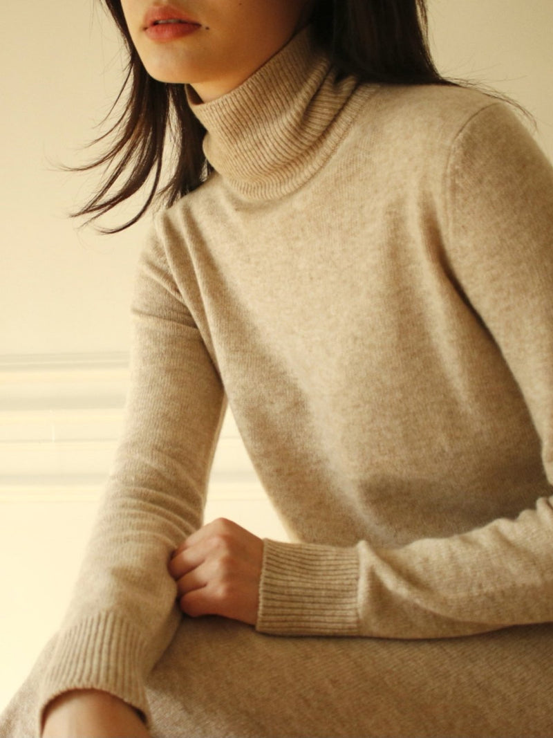 MERINO WOOL CASHMERE TURTLENECK DRESS