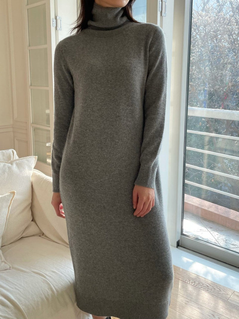 MERINO WOOL CASHMERE TURTLENECK DRESS