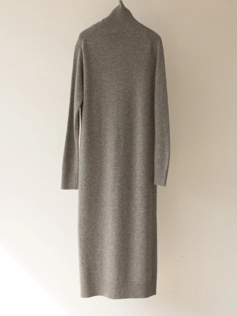 MERINO WOOL CASHMERE TURTLENECK DRESS