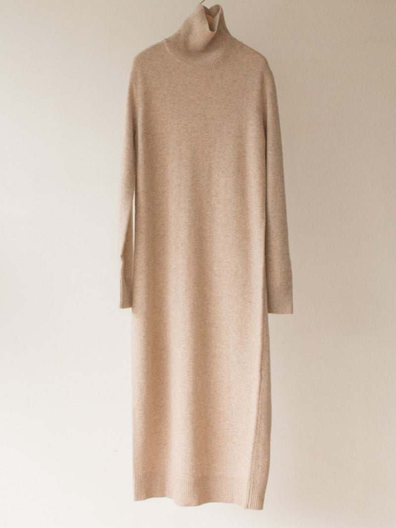 MERINO WOOL CASHMERE TURTLENECK DRESS – MINUSEY