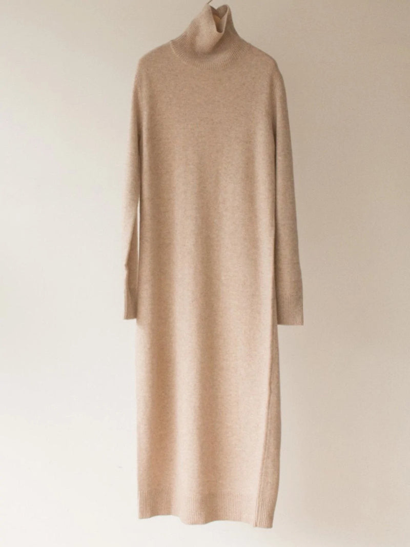 MERINO WOOL CASHMERE TURTLENECK DRESS