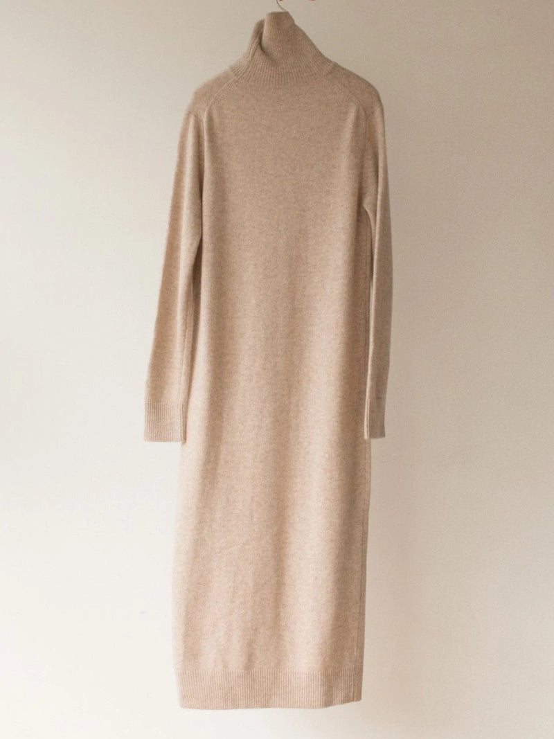 MERINO WOOL CASHMERE TURTLENECK DRESS