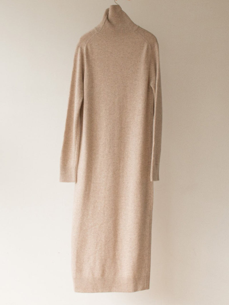 MERINO WOOL CASHMERE TURTLENECK DRESS – MINUSEY