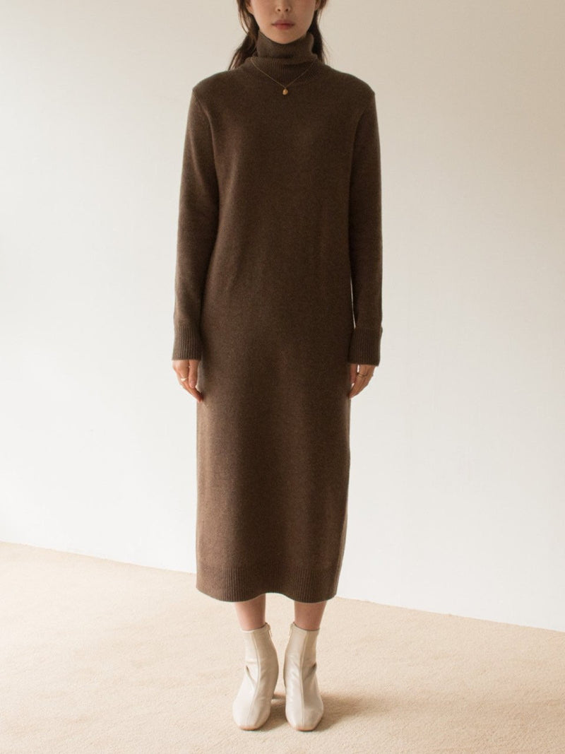 MERINO WOOL CASHMERE TURTLENECK DRESS