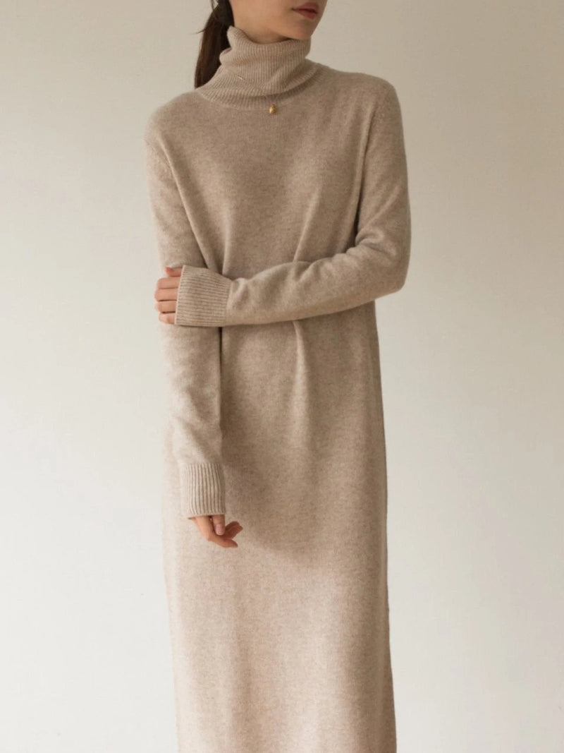 MERINO WOOL CASHMERE TURTLENECK DRESS