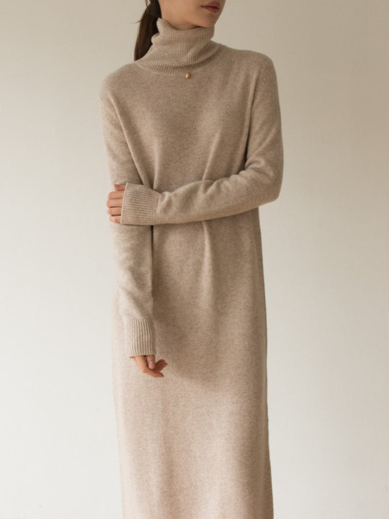 MERINO WOOL CASHMERE TURTLENECK DRESS