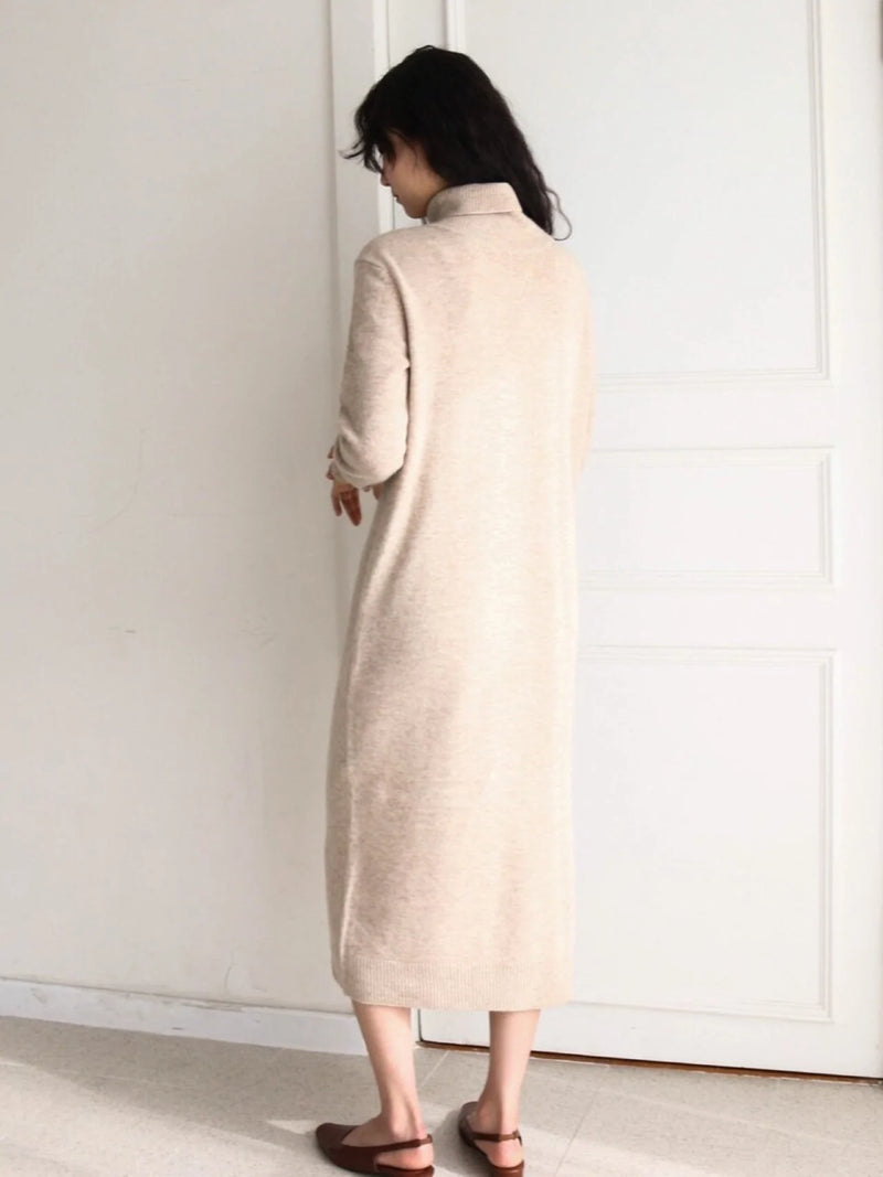 MERINO WOOL CASHMERE TURTLENECK DRESS