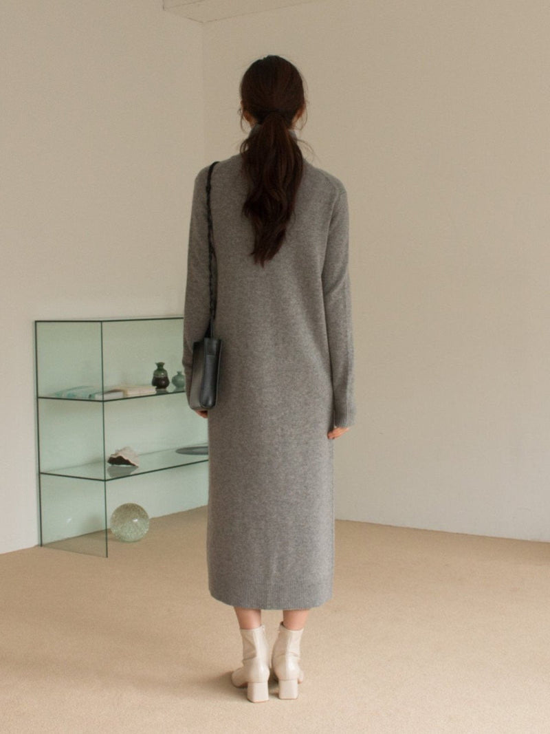 MERINO WOOL CASHMERE TURTLENECK DRESS