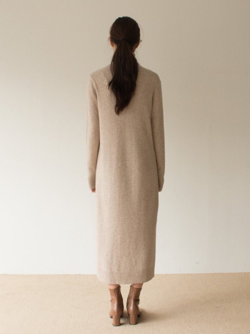 MERINO WOOL CASHMERE TURTLENECK DRESS