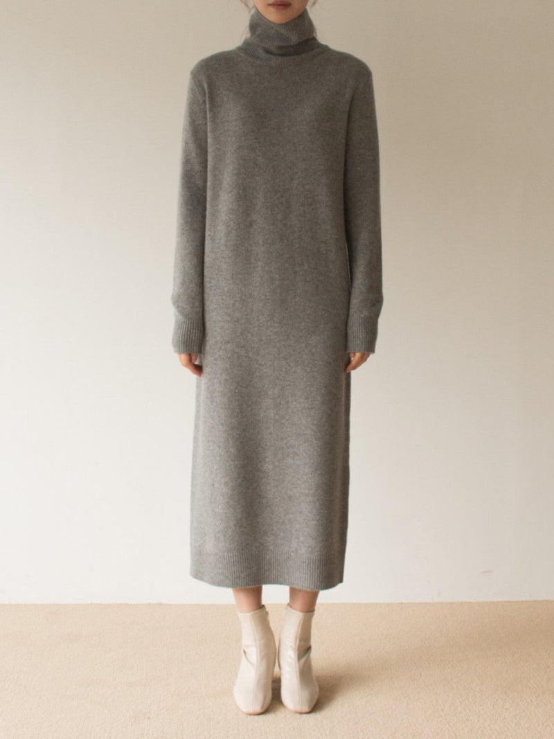 MERINO WOOL CASHMERE TURTLENECK DRESS