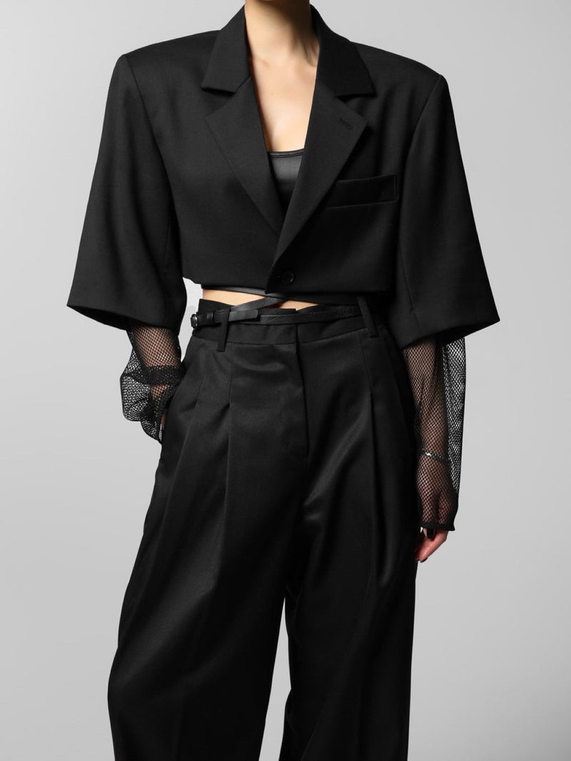 MESH SLEEVED CROPPED BLAZER