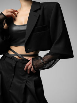 MESH SLEEVED CROPPED BLAZER