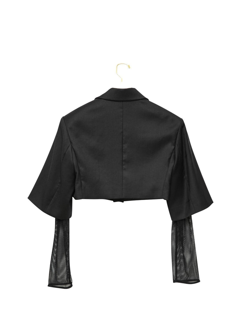 MESH SLEEVED CROPPED BLAZER