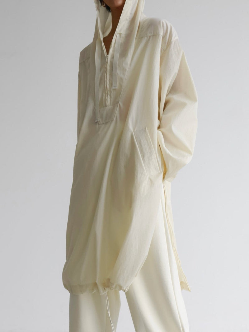 METALLIC ANORAK HOODIE DRESS
