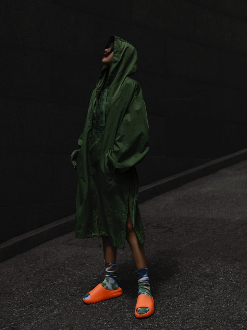 METALLIC ANORAK HOODIE DRESS