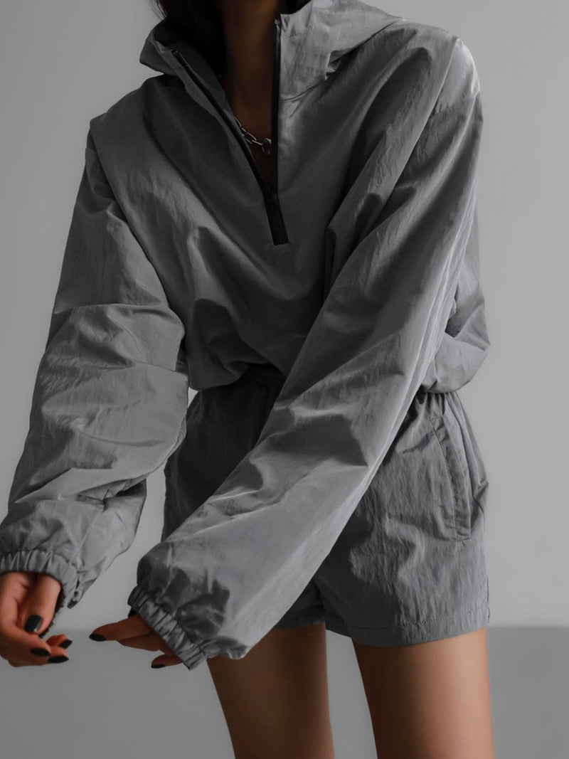 METALLIC TECHNICAL ANORAK HOODIE