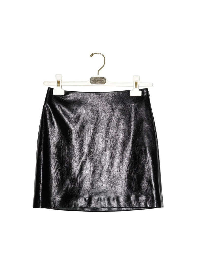 METALLIC VEGAN LEATHER MINI SKIRT