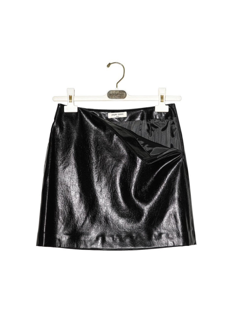 METALLIC VEGAN LEATHER MINI SKIRT