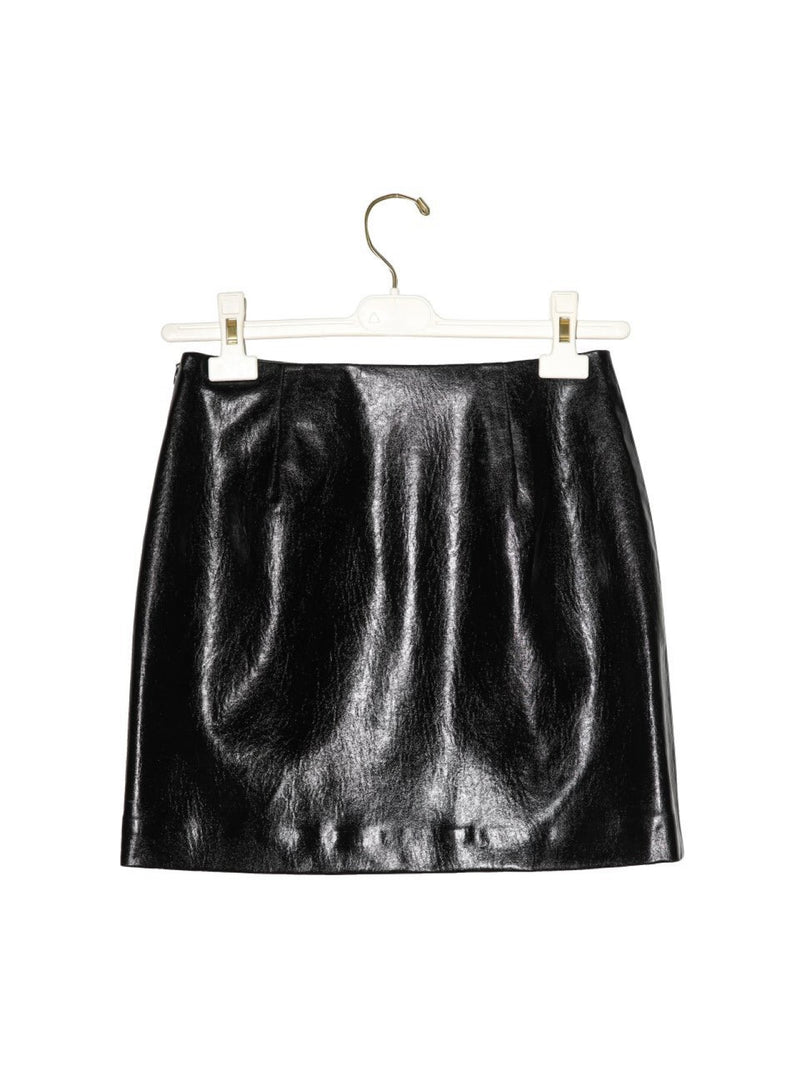 METALLIC VEGAN LEATHER MINI SKIRT