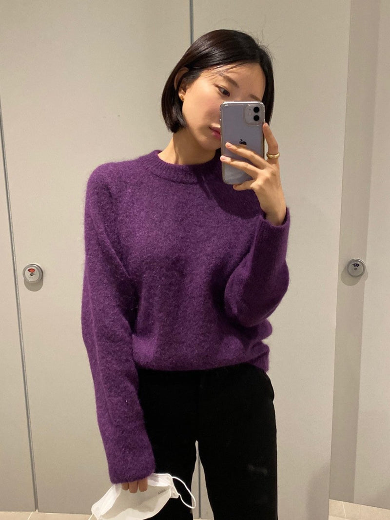 MOHAIR ROUND NECK KNIT