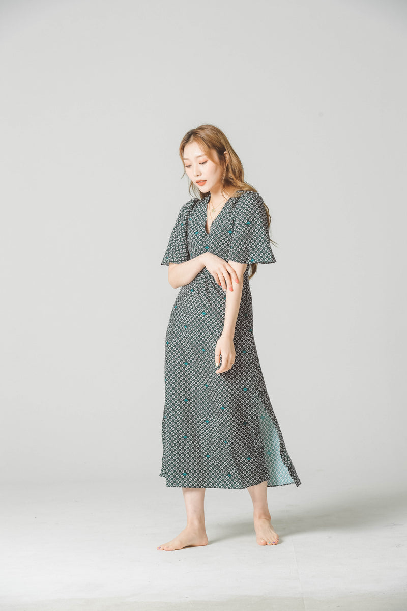 PATTERNED MIDI DRESS