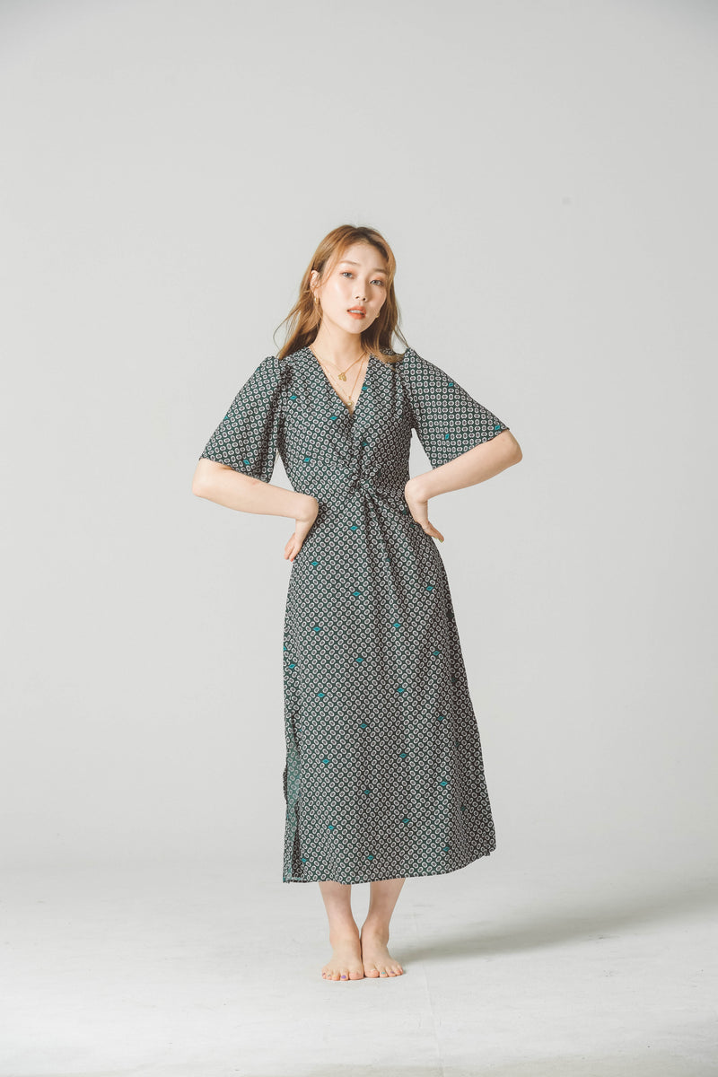 PATTERNED MIDI DRESS