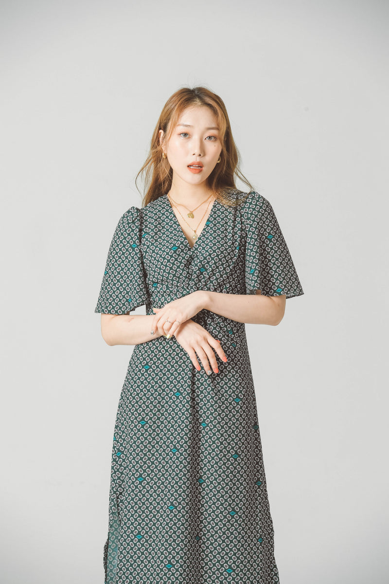 PATTERNED MIDI DRESS