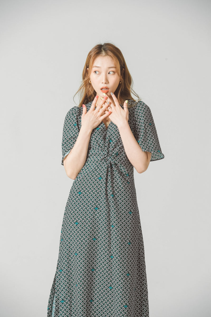 PATTERNED MIDI DRESS