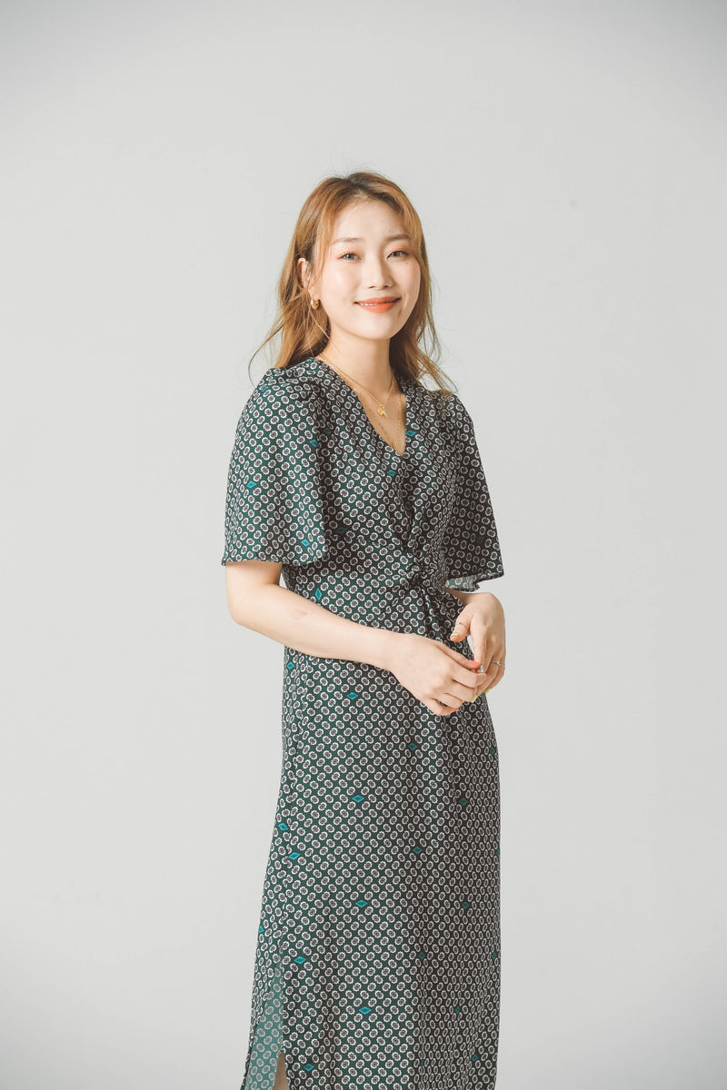 PATTERNED MIDI DRESS
