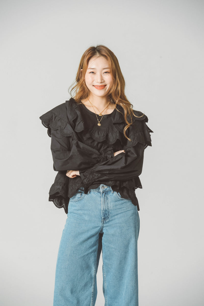 STRUCTURED RUFFLE BLOUSE