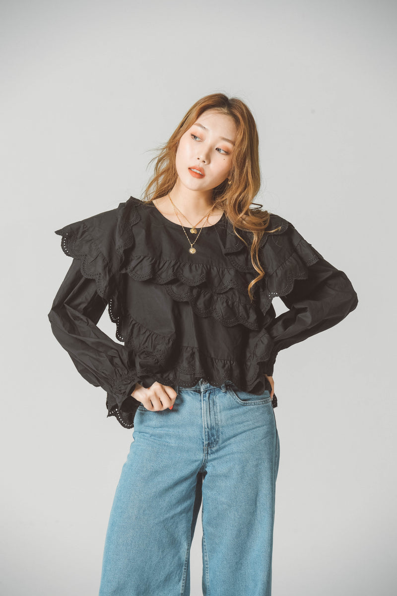 STRUCTURED RUFFLE BLOUSE
