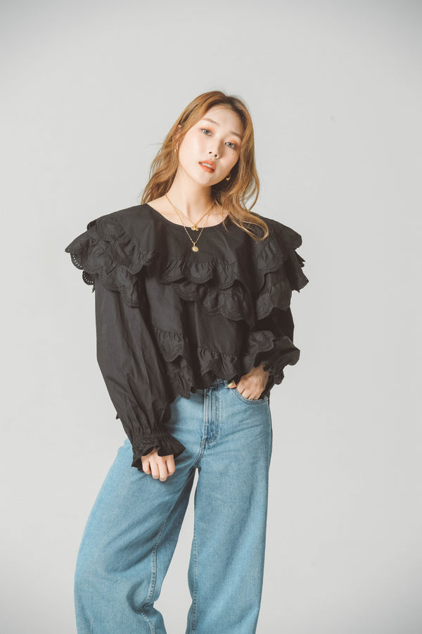 STRUCTURED RUFFLE BLOUSE