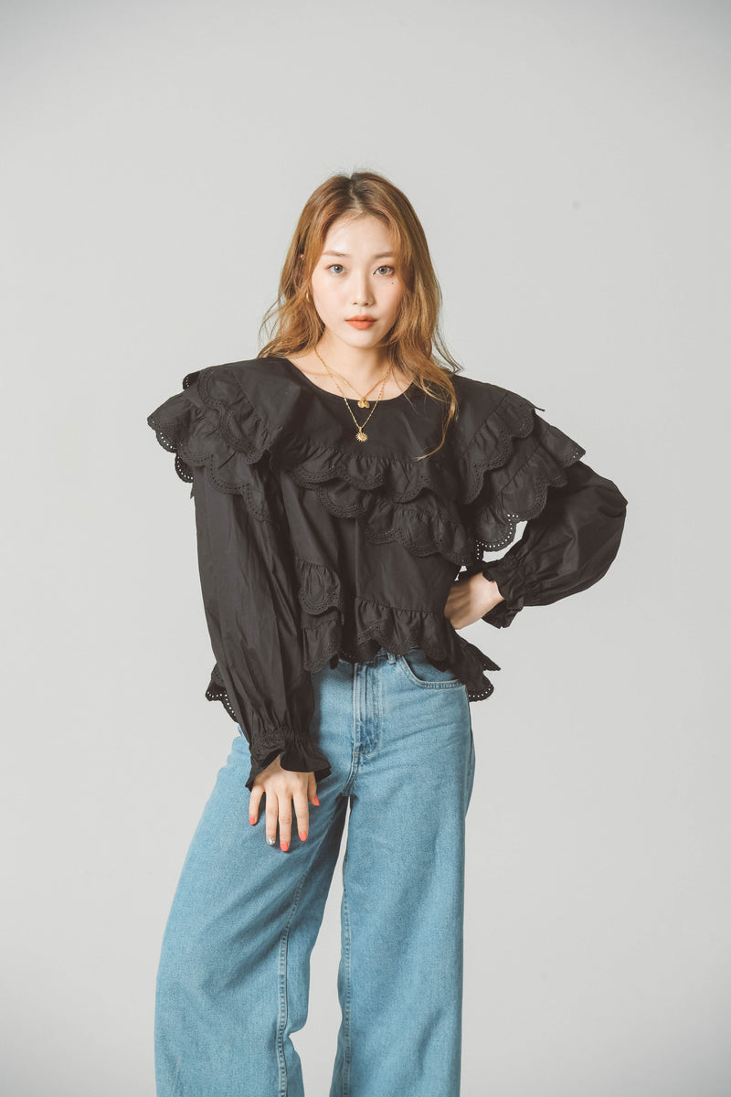 STRUCTURED RUFFLE BLOUSE