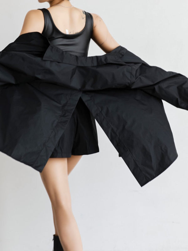 NYLON BACK SLIT DETAIL OVERSIZED SHIRT