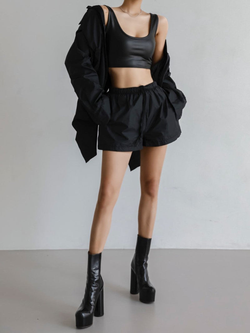 NYLON BACK SLIT DETAIL OVERSIZED SHIRT