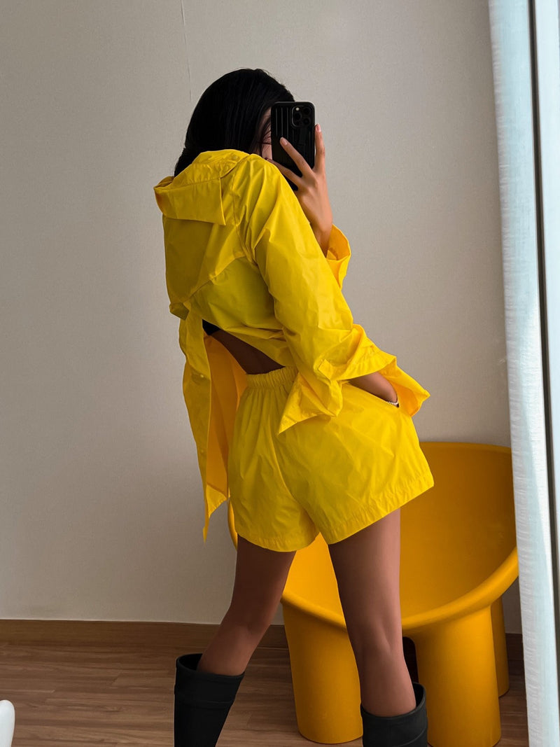 NYLON BACK SLIT DETAIL OVERSIZED SHIRT