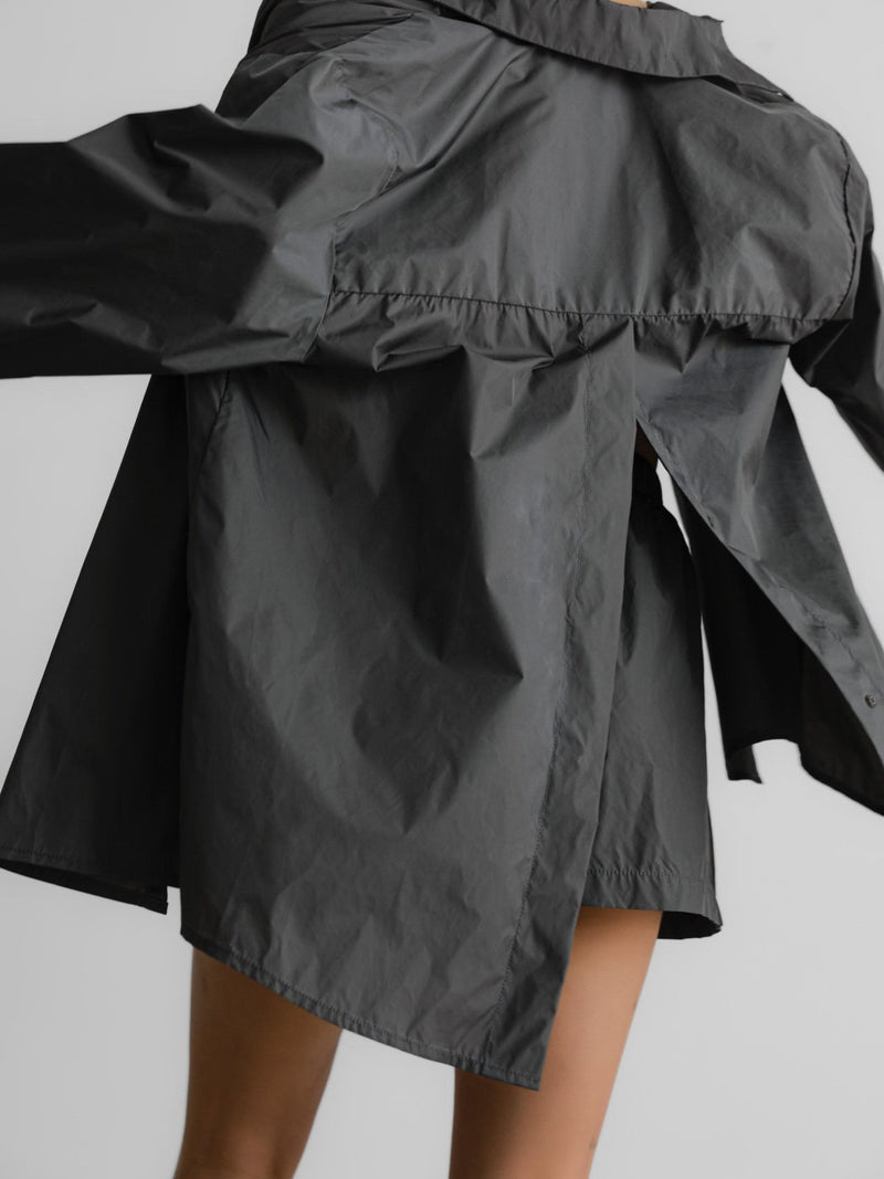 NYLON BACK SLIT DETAIL OVERSIZED SHIRT