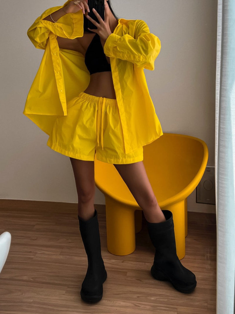NYLON BACK SLIT DETAIL OVERSIZED SHIRT