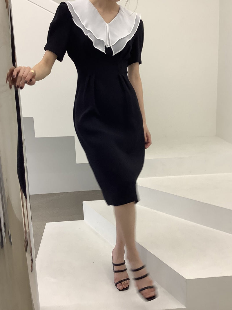 ORGANZA COLLAR SHIFT DRESS