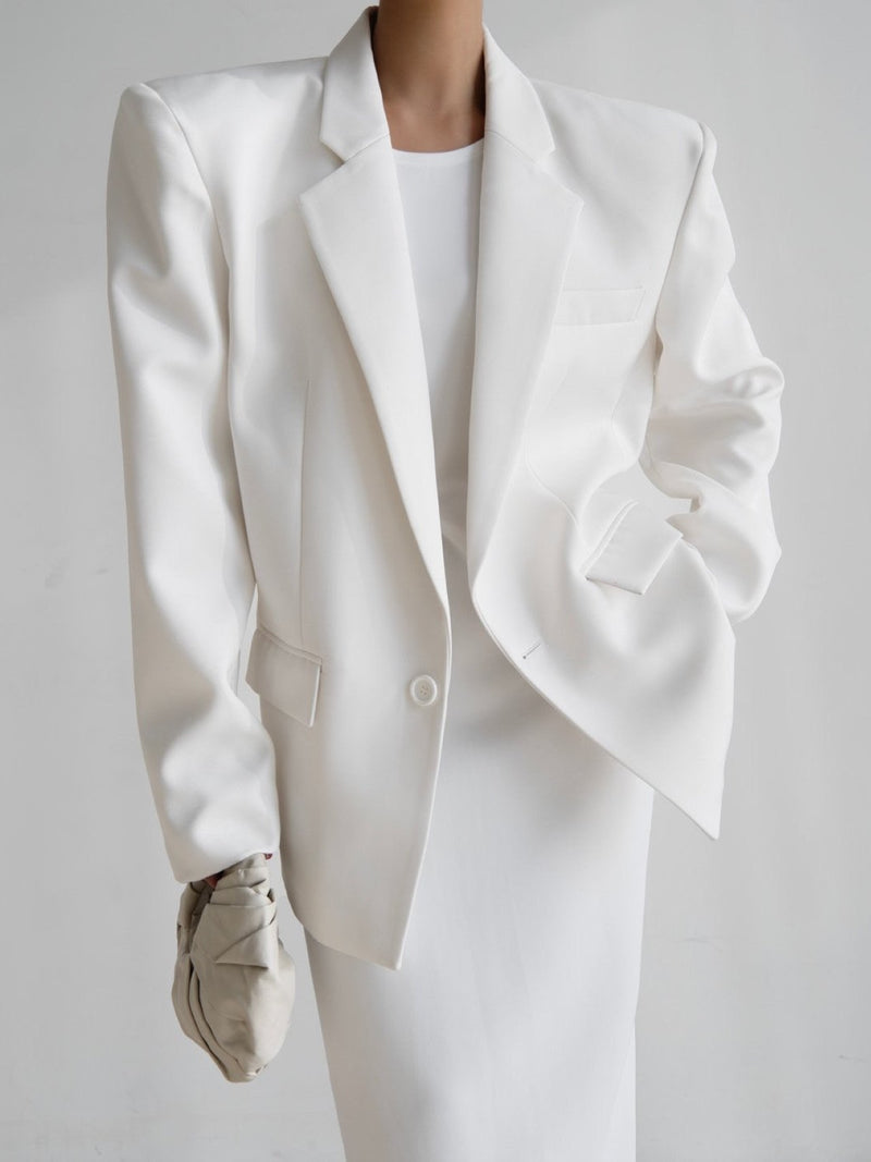 OVERSIZED SQUARE SHOULDER TWILL BLAZER