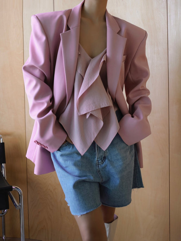 OVERSIZED SQUARE SHOULDER TWILL BLAZER