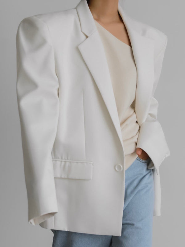 OVERSIZED SQUARE SHOULDER TWILL BLAZER